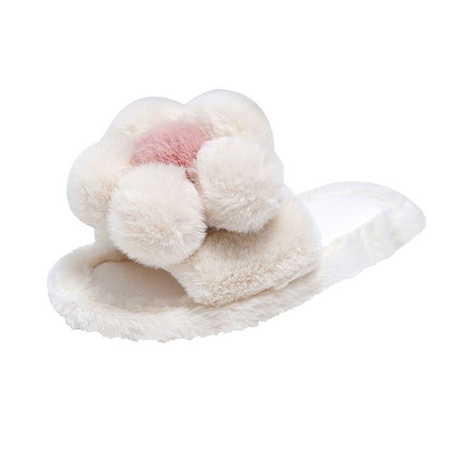Entyinea Womens Slippers Slip on House Slippers Warm Soft Flannel Lining Bedroom Slippers White 37