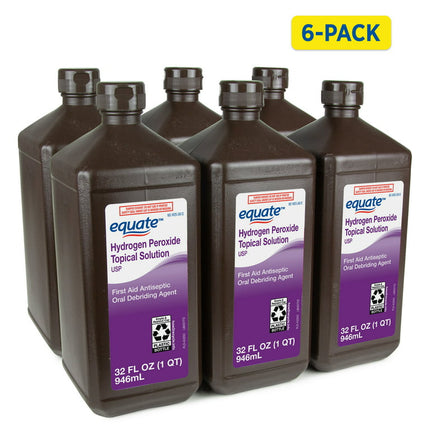 Equate 3% Hydrogen Peroxide Liquid Antiseptic, 6 PACK, (6 x 32 fl oz)