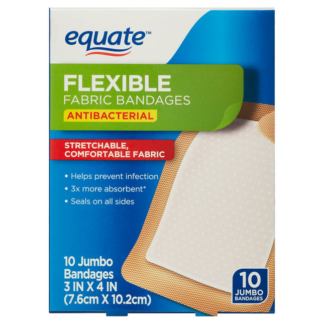 Equate Antibacterial Flexible Fabric Bandages, 10 Count