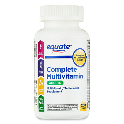 Equate Complete Multivitamin/Multimineral Supplement Tablets, Adults, 200 Count