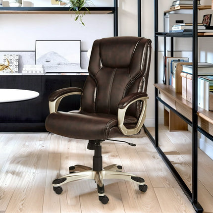 Ergonomic Home Office Chair with Armrests, Adjustable Height/Tilt, 360-Degree Swivel,Big and Tall High Back Executive Faux Leather Chair,Gray