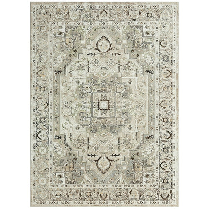 Everwash Treasure Rubia Traditional Medallion Machine Washable Indoor Area Rug, Ivory/Beige, 5'2"x7'2"