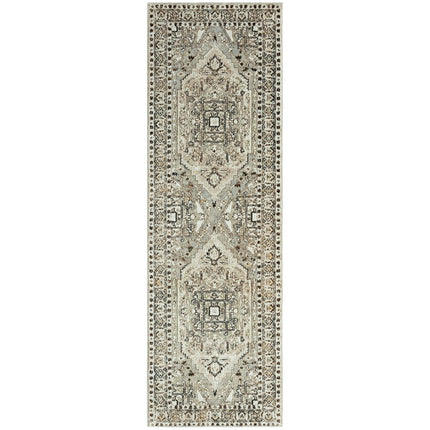 Everwash™ Treasure Rubia Traditional Medallion Machine Washable Runner Area Rug, Ivory/Beige, 2'2"x7'2"