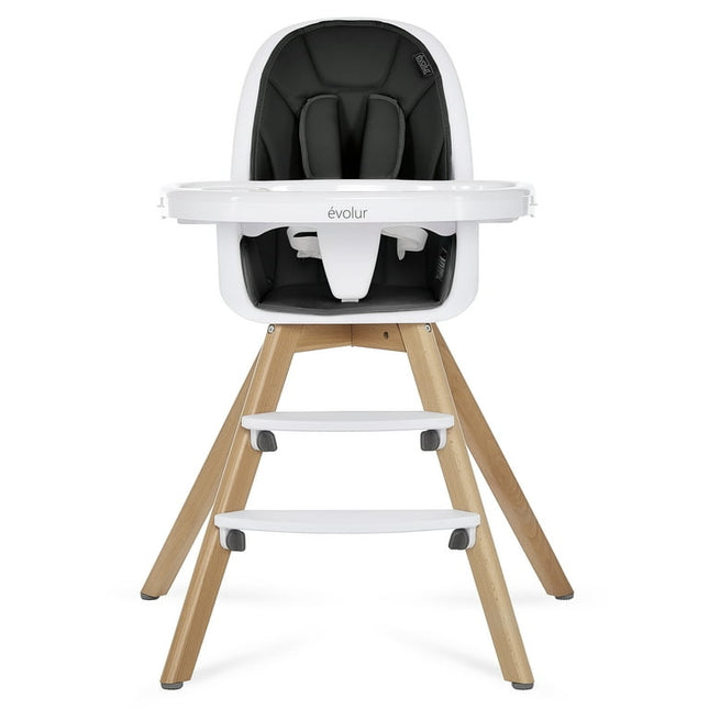 Evolur Zoodle 3-in-1 Highchair Booster Feeding Chair with Modern Design, Black