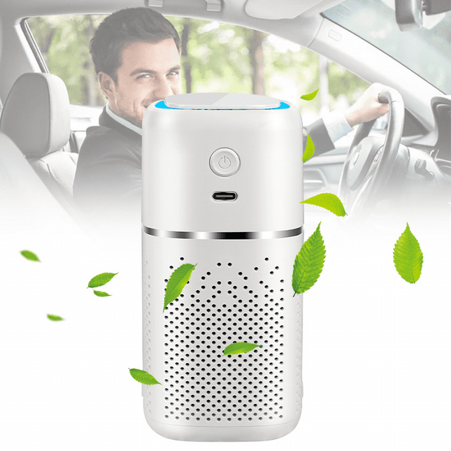 FAV Air Cleaner Portable Air Purifier for Car Home Office, True HEPA Filter Removes Dust Odor Allergens, White