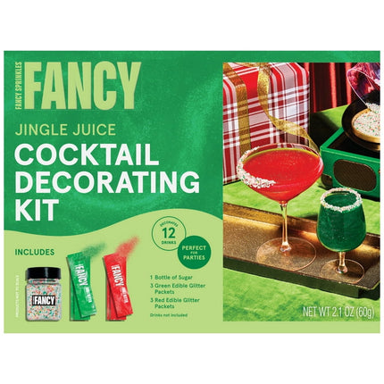 Fancy Sprinkles Jingle Juice Cocktail and Mocktail Holiday Drink Decorating Kit, 2.1 oz