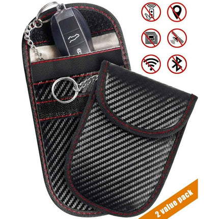 Faraday Key Fob Bag(2 Pack), Signal Blocking Key Fob case, RFID Key Fob Protector Pouch,Anti-Theft RFID Blocking Cage for Keyless Car Key(Carbon Fiber Fabric)