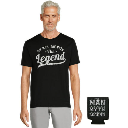 Father's Day The Man The Myth The Legend Men's Graphic Tee Shirt & Drink Cooler Gift 2-Piece Set, Sizes S-3XL