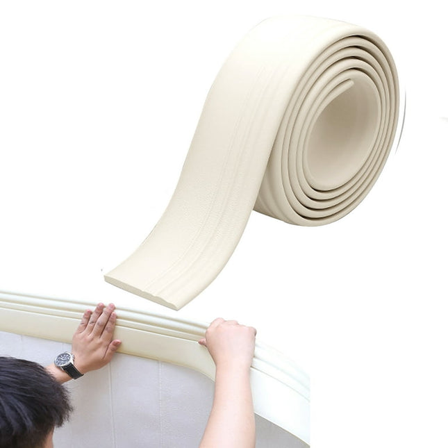 Flexible Baseboard Molding Trim Peel and Stick Self Adhesive, 16.4 ft x 3.9 in Paintable Baseboard Trim, Stuffygreenus Vinyl Wall Base Cover (Creamy White)