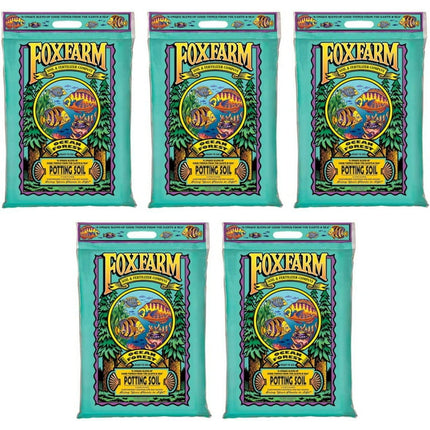 FoxFarm FX14053 Ocean Forest PH Organic Garden Potting Soil Blend Mix for Containerized Plants, Flowers, and Vegetables, 12 Quart Bag 5 Pack