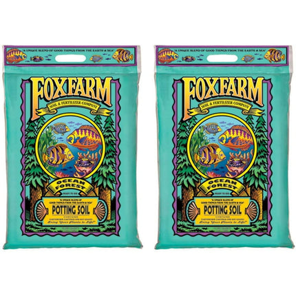 Foxfarm FX14053 Ocean Forest Plant Garden PH Adjusted 12 Quarts Potting Soil Blend Mix for Containerized Plants, 11.9 Pound Bag 2 Pack