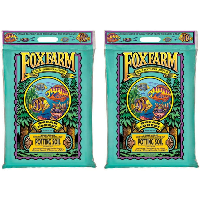 Foxfarm FX14053 Ocean Forest Plant Garden PH Adjusted 12 Quarts Potting Soil Blend Mix for Containerized Plants, 11.9 Pound Bag 2 Pack