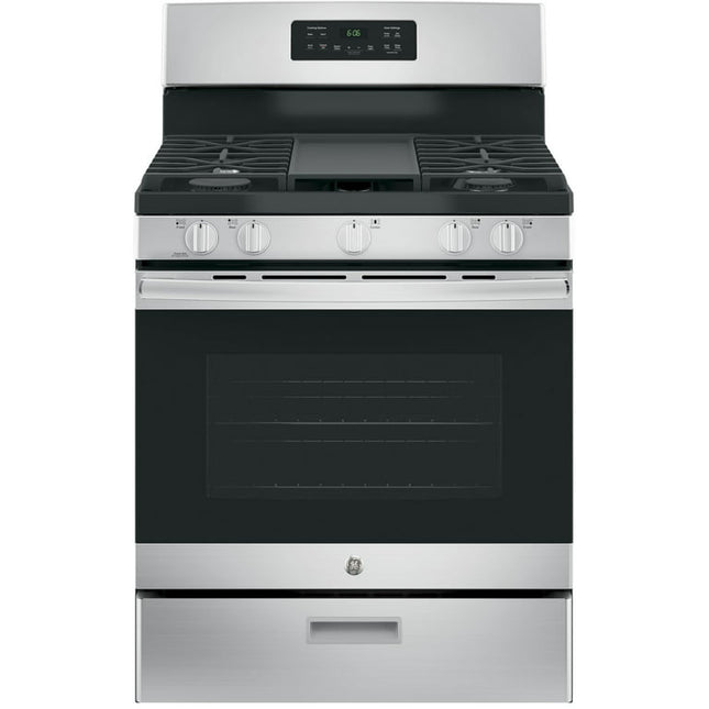 GE® Appliances 30" Free-Standing Gas Range mod. JGBS66REKSS in Stainless Steel, Edge-to-edge cooktop