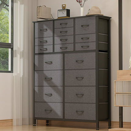 GIKPAL Dresser for Bedroom, Chest of Drawers Furniture Dressers Tall Dresser with 18 Drawers Fabric Dresser Clothes Storage for Living Room Office, Gray