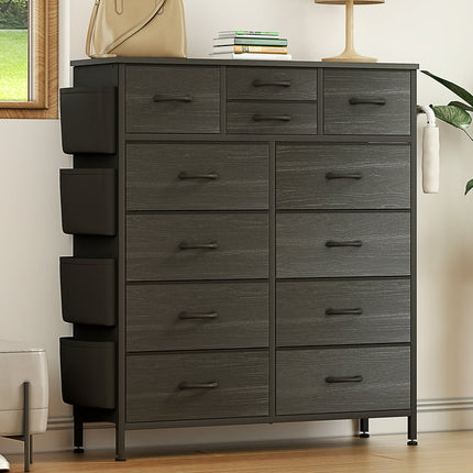 GIKPAL Dressers for Bedroom of 12 Drawers Black Dresser Chest of Drawers Closets Tall Dresser Fabric Dressers for Closet Living Room Hallway Nursery