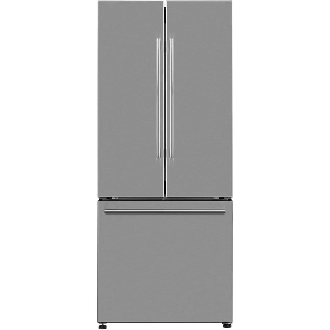 Galanz 16 Cu. ft. 3-Door French Door Refrigerator with Ice Maker, Stainless Steel, 28.35"W Condition, New