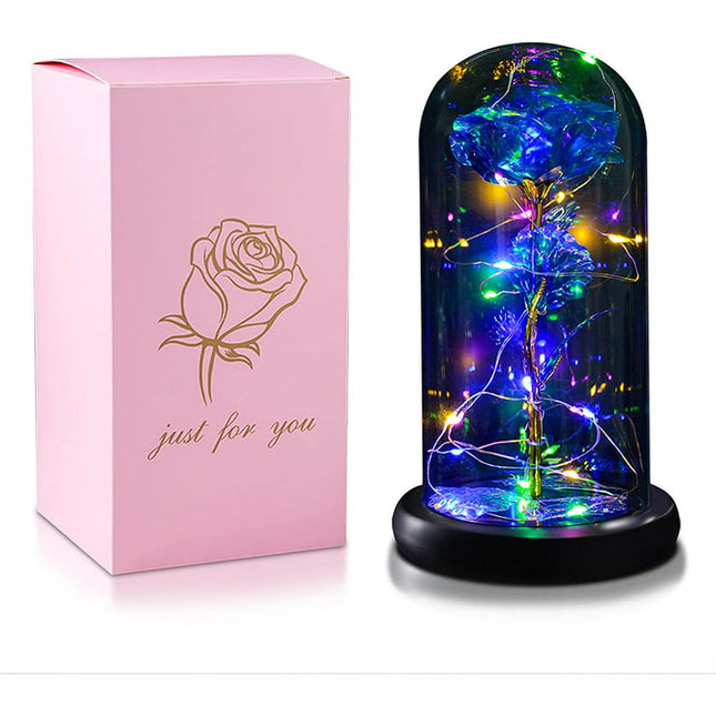 Galaxy Rose Birthday Gifts for Women, Beauty and Beast Rose,Glass Flower Rose with Led Light String,Unique Gifts for Mothers Day,Christmas,Valentine Day,Anniversary