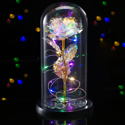 Galaxy Rose Gifts Colorful Artificial Flower Rose Light Gift in A Glass Dome Flowers Gifts for on Christmas Anniversary Valentine's Day Mothers Day Girlfriend Birthday Gifts