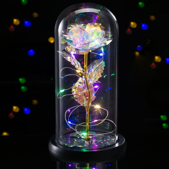 Galaxy Rose Gifts Colorful Artificial Flower Rose Light Gift in A Glass Dome Flowers Gifts for on Christmas Anniversary Valentine's Day Mothers Day Girlfriend Birthday Gifts
