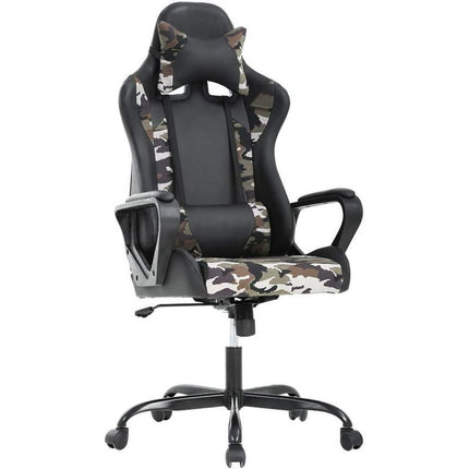 Gaming Office Chair, High-Back Racing Chair PU Leather Chair Reclining Computer Desk Chair Ergonomic Executive Swivel Rolling Chair Lumbar Support For Women, Men(Camo)