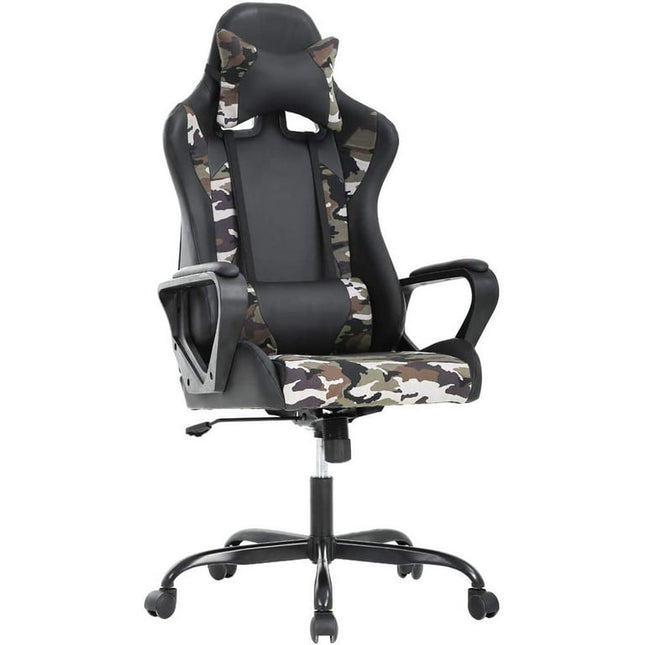 Gaming Office Chair, High-Back Racing Chair PU Leather Chair Reclining Computer Desk Chair Ergonomic Executive Swivel Rolling Chair Lumbar Support For Women, Men(Camo)