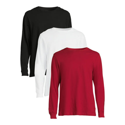George Men's and Big Men’s Crewneck Tee with Long Sleeves, 3-Pack, Sizes XS-3XLT