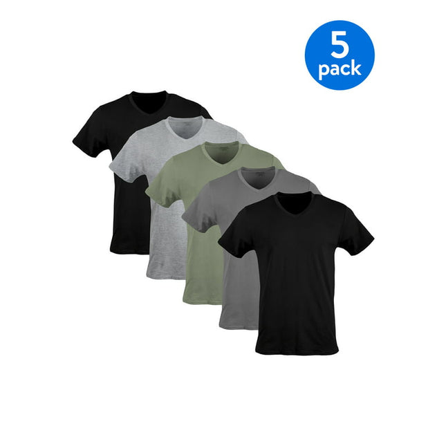Gildan Adult Men's Short Sleeve V-Neck Assorted Color T-Shirt, 5-Pack, Sizes S-2XL