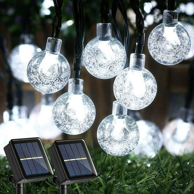 GooingTop Solar String Lights, 2 Pack 120 LED 58ft Solar Powered Partio Lights with 8 Lighting Modes Waterproof Outdoor String Light for Garden Yard Wedding Party Outdoor Decor (Cool White)