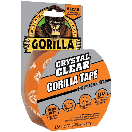 Gorilla Glue Crystal Clear Tape, 1.88 inch x 27 ft Roll. Assembled Product Weight is 0.258 lb
