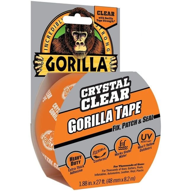 Gorilla Glue Crystal Clear Tape, 1.88 inch x 27 ft Roll. Assembled Product Weight is 0.258 lb