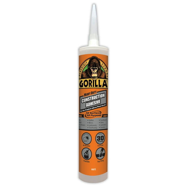 Gorilla HD White Construction Adhesive, 9 oz. Recommended Surface Is Tile. Assembled Product Weight 1.18 lb
