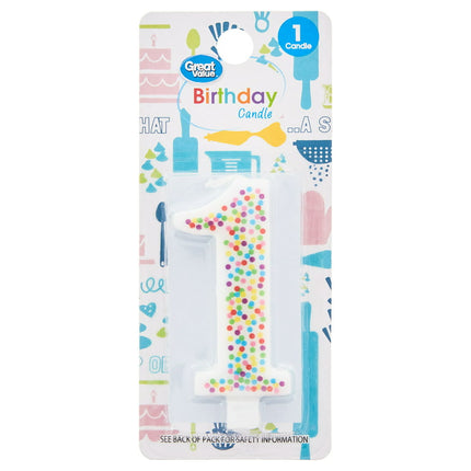 Great Value Birthday Party Candle, Number 1