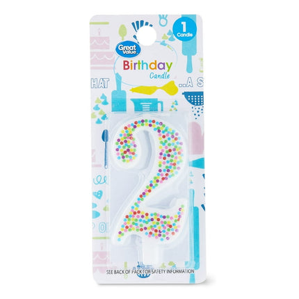Great Value Birthday Party Candle, Number 2