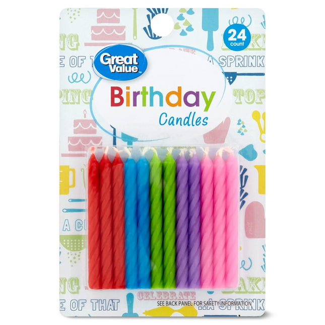 Great Value Celebration Multi-Color Special Occasion Spiral Birthday Candles, (4.44") 24 Pieces