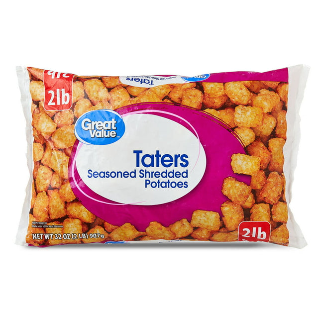 Great Value Taters, Seasoned, Shredded Potatoes, 32 oz Bag (Frozen)