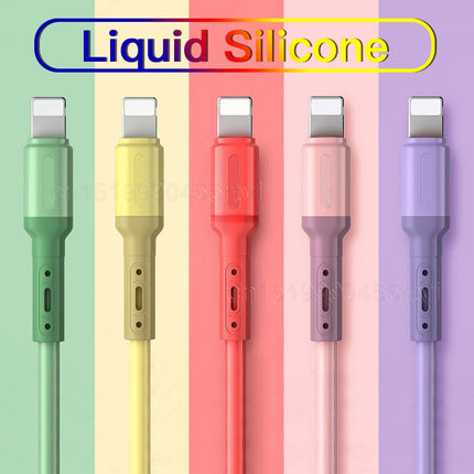 2 Meter Long iPhone Charger for iPhone  12 11 Pro Max X XR XS 8 7 6 6s 5 5s Fast Charging USB Wire Cord Liquid Silicone Cable 1/1.5/2M