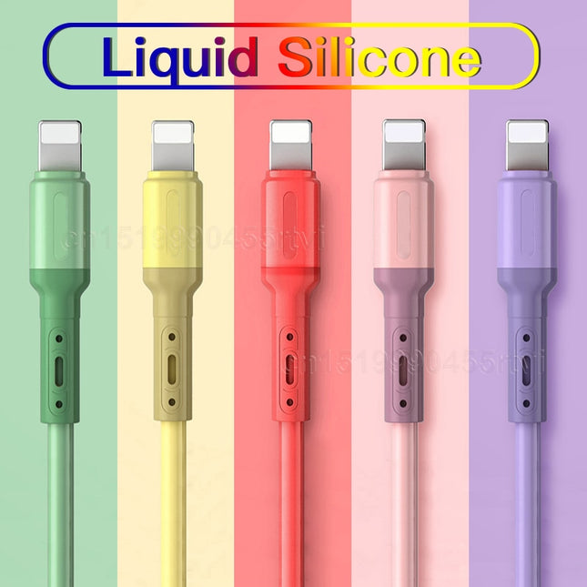 2 Meter Long iPhone Charger for iPhone  12 11 Pro Max X XR XS 8 7 6 6s 5 5s Fast Charging USB Wire Cord Liquid Silicone Cable 1/1.5/2M