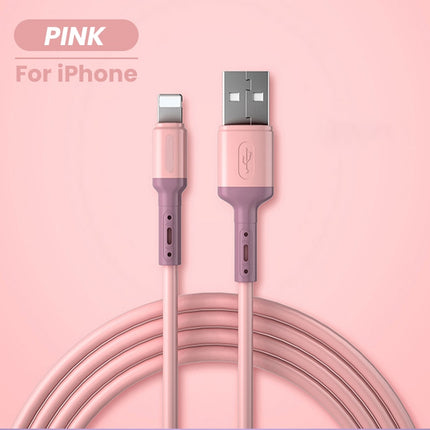 2 Meter Long iPhone Charger for iPhone  12 11 Pro Max X XR XS 8 7 6 6s 5 5s Fast Charging USB Wire Cord Liquid Silicone Cable 1/1.5/2M