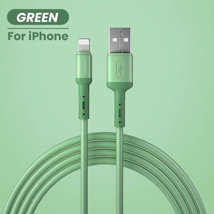 2 Meter Long iPhone Charger for iPhone  12 11 Pro Max X XR XS 8 7 6 6s 5 5s Fast Charging USB Wire Cord Liquid Silicone Cable 1/1.5/2M
