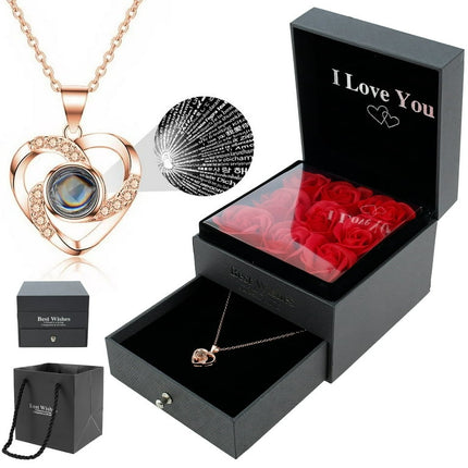 HOTBEST Necklace Enchanted Rose Flower Gifts Real Flower Romantic Gift for Her Women Girlfriend Mom Wife on Valentines Day Anniversary Birthday