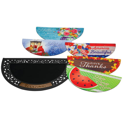 Half Round Welcome Mat with Five Seasonal Inserts