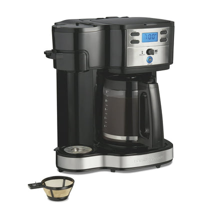 Hamilton Beach 2-Way Programmable Coffee Maker, Single-Serve and 12-Cup Pot, Glass Carafe, Stainless Steel, 47650
