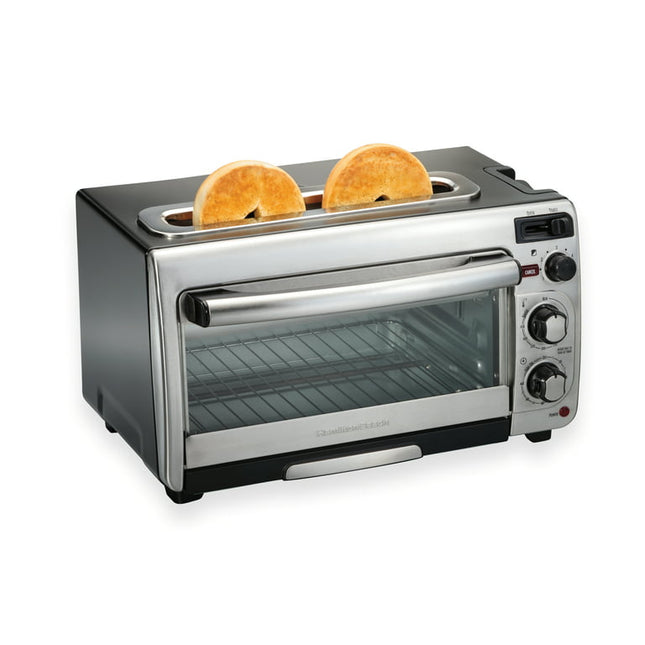 Hamilton Beach 2-in-1 Countertop Oven and Long Slot Toaster, Stainless Steel, 60 Minute Timer and Automatic Shut Off , 31156