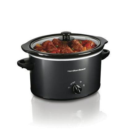 Hamilton Beach Slow Cooker, 3 Quart Capacity, Oval, Removable Crock, Black, 33231