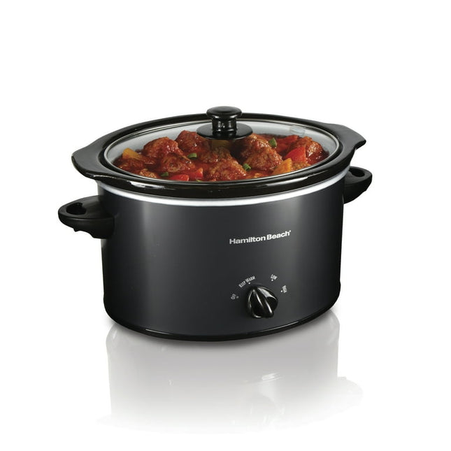 Hamilton Beach Slow Cooker, 3 Quart Capacity, Oval, Removable Crock, Black, 33231