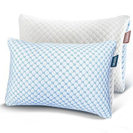 Hearth & Harbor Temperature Regulating Reversible Cooling Pillow, Memory Foam Pillow, Standard/Queen Pillows 20” X 28”, 2 Pack
