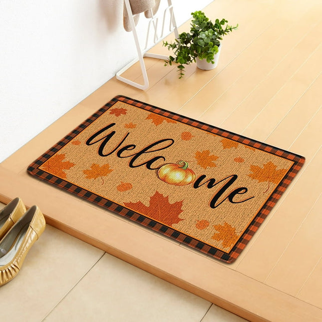 Herrnalise Thanksgiving Welcome Fall Mats for Front Door Outdoor Indoor,Decorative Pumpkin Fall Door Mat for Outside Entrance,Thanksgiving Farmhouse Doormat Non Slip Floor Mats 15.7X23.6 Inches