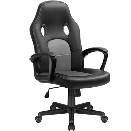 Homall Gaming Chair Leather Office Chair High Back Ergonomic Adjustable Swivel Executive Computer Chair Rolling Task,Gray