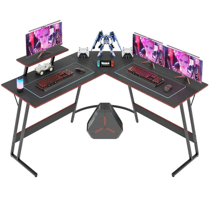 Homall L-Shaped Gaming Desk 58 Inches Corner PC Computer Desk Office Desk with Removable Monitor Riser, Black