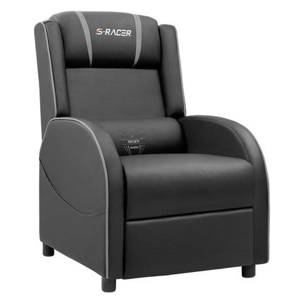 Homall Massage Gaming Recliner Chair Video Game Chair Racing Sofa Chair PU Leather Living Room Sofa Single Home Theater Seating, Gray